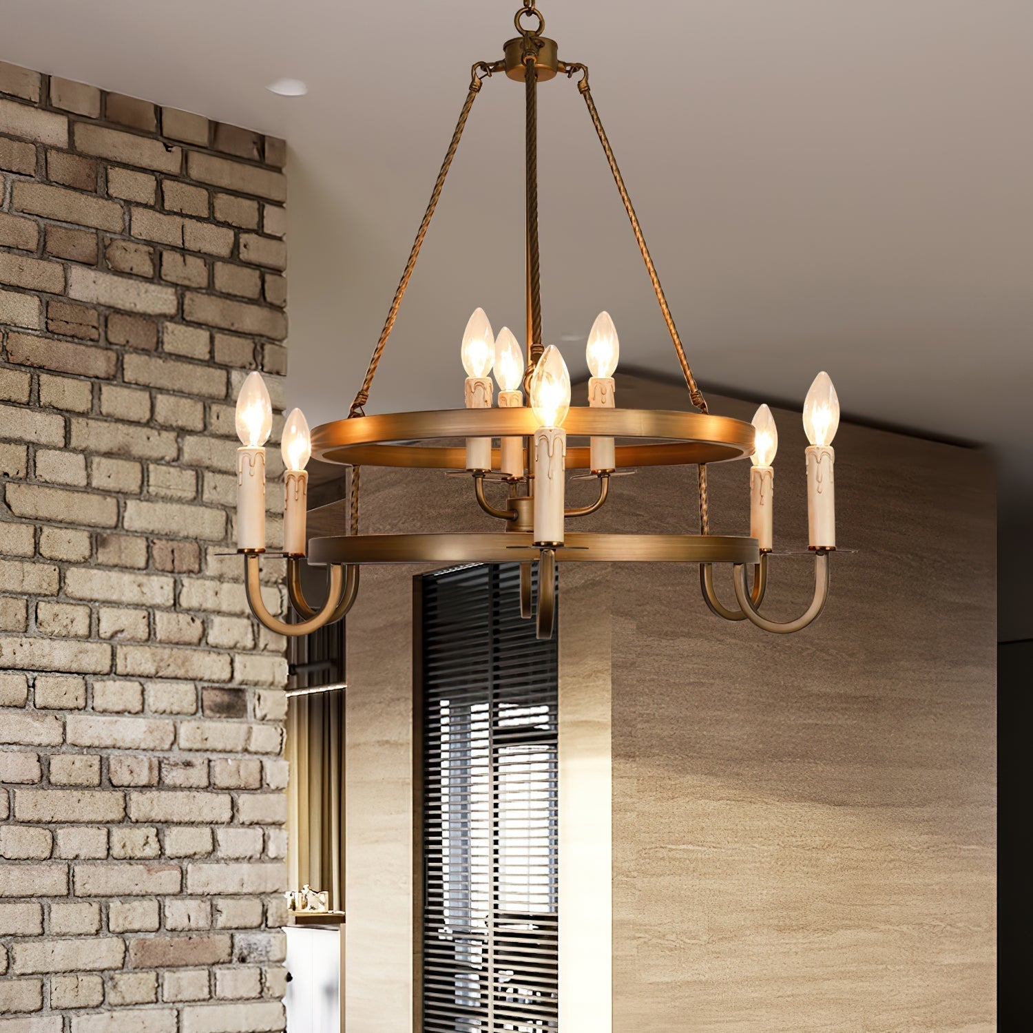 Freyza | Woven Classic Wagon Chandelier – Dining Room Living Room