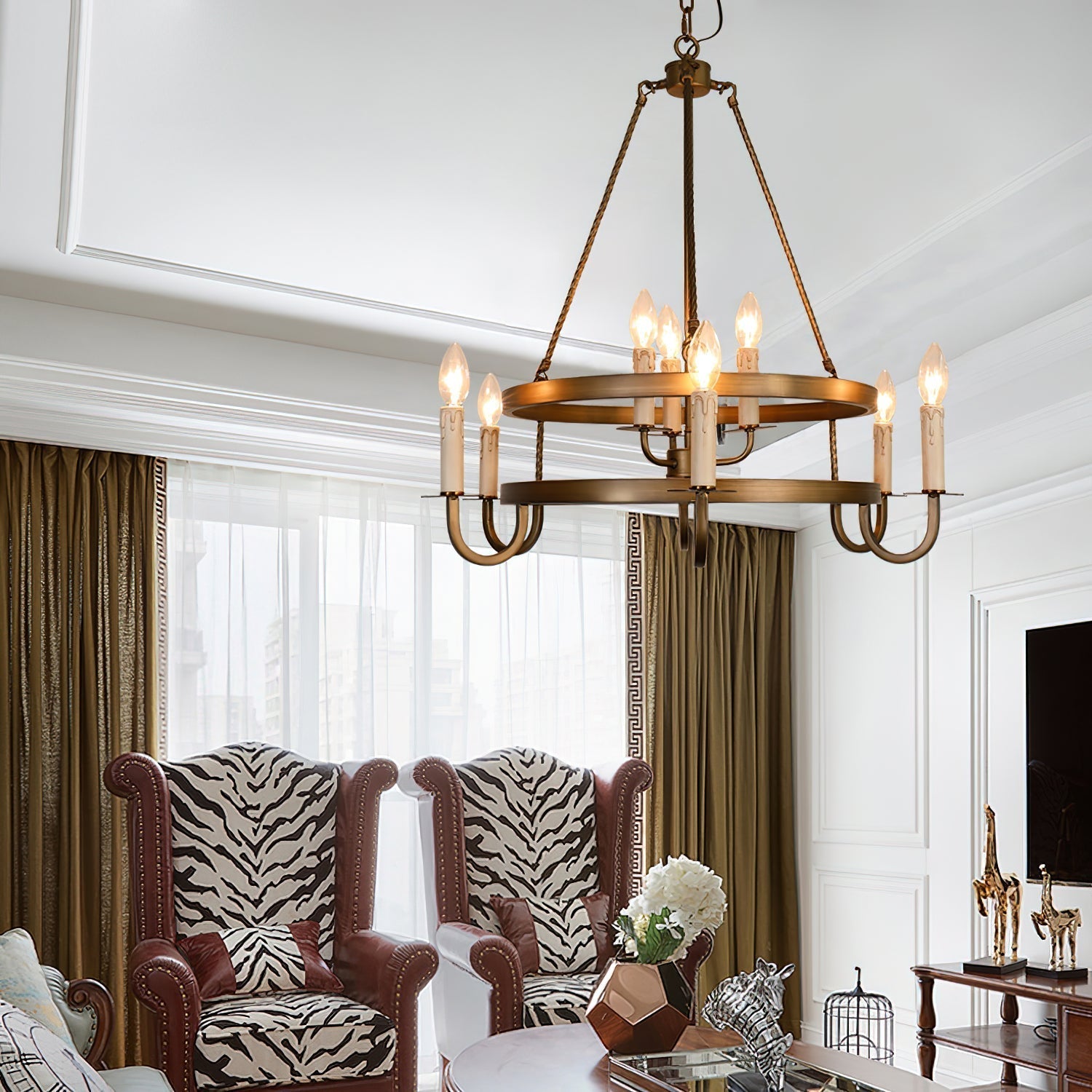 Freyza | Woven Classic Wagon Chandelier – Dining Room Living Room