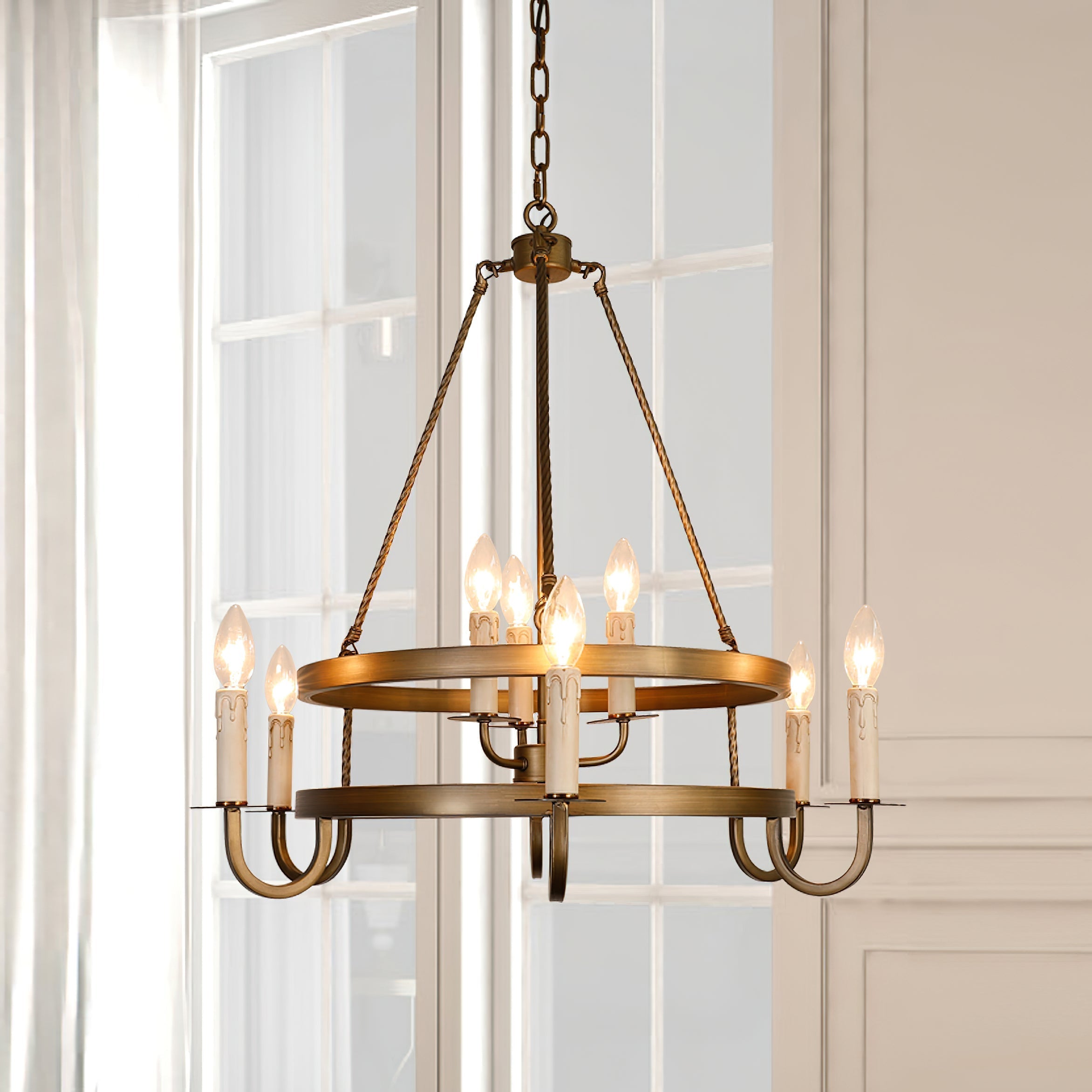 Freyza | Woven Classic Wagon Chandelier – Dining Room Living Room