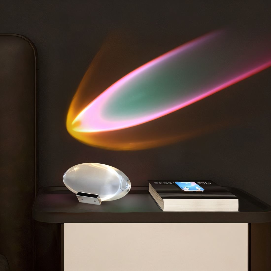 CrystalAura | Elegant Colorful LED Table Lamp with Nickel Base 3