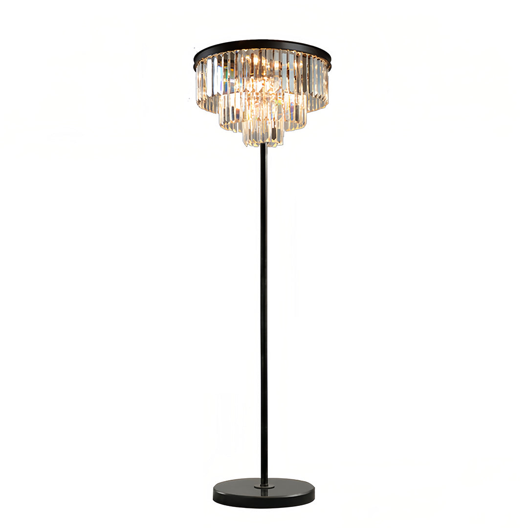CrystalGlow | Modern Black Standing Floor Lamp with Handcrafted Shade 0