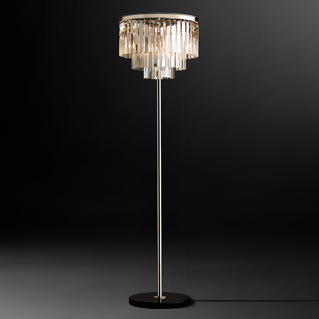 CrystalGlow | Modern Black Standing Floor Lamp with Handcrafted Shade 6