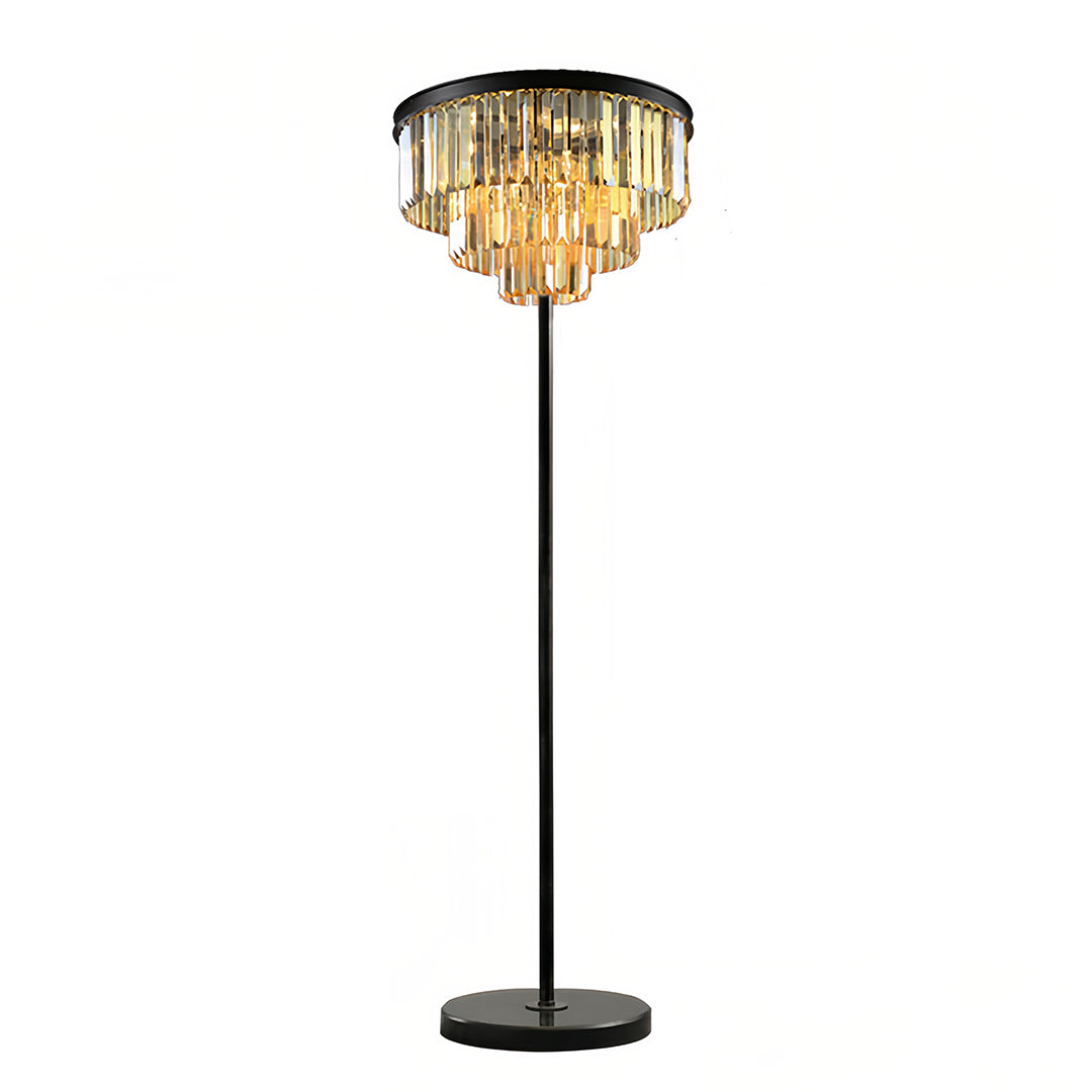 CrystalGlow | Modern Black Standing Floor Lamp with Handcrafted Shade 8