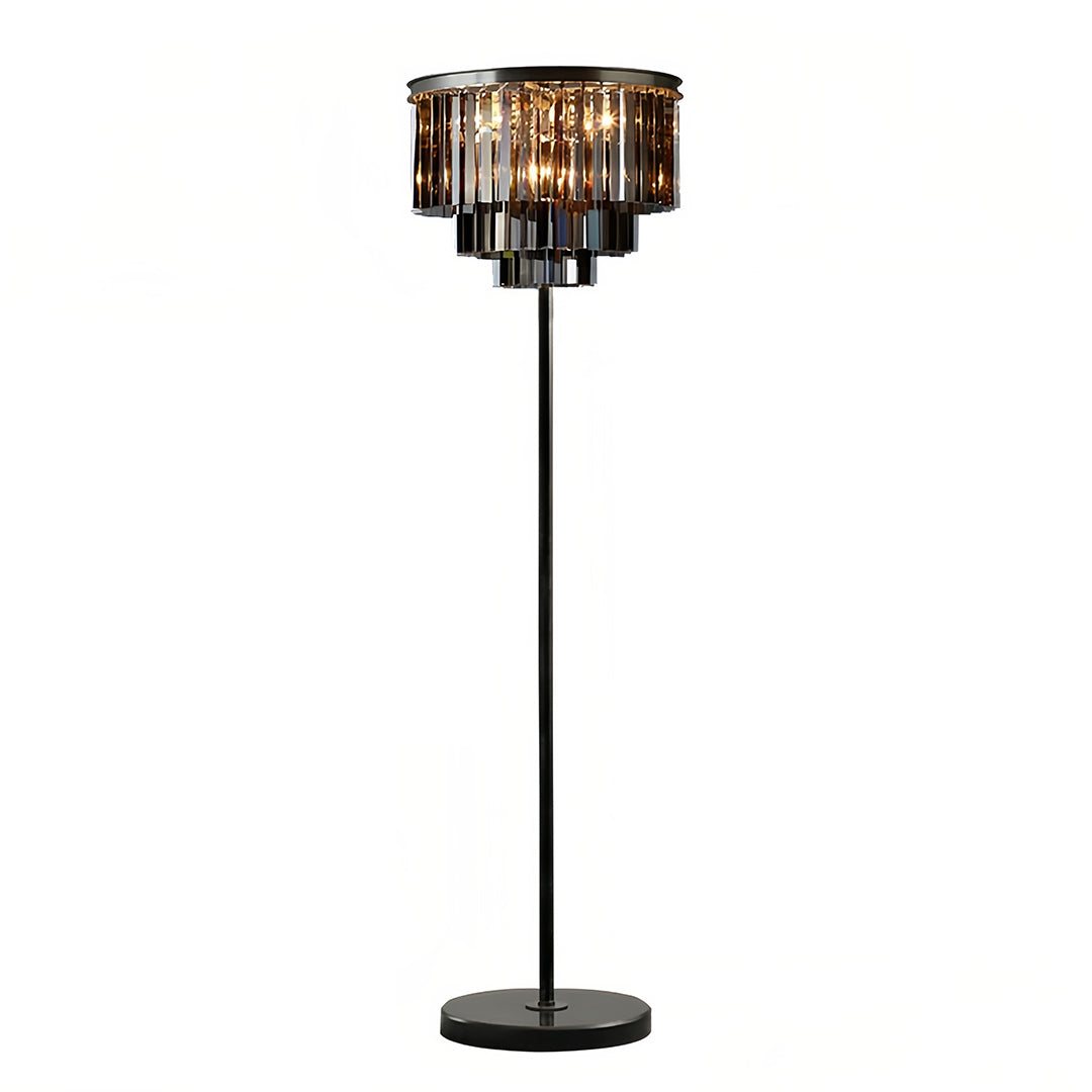 CrystalGlow | Modern Black Standing Floor Lamp with Handcrafted Shade 9