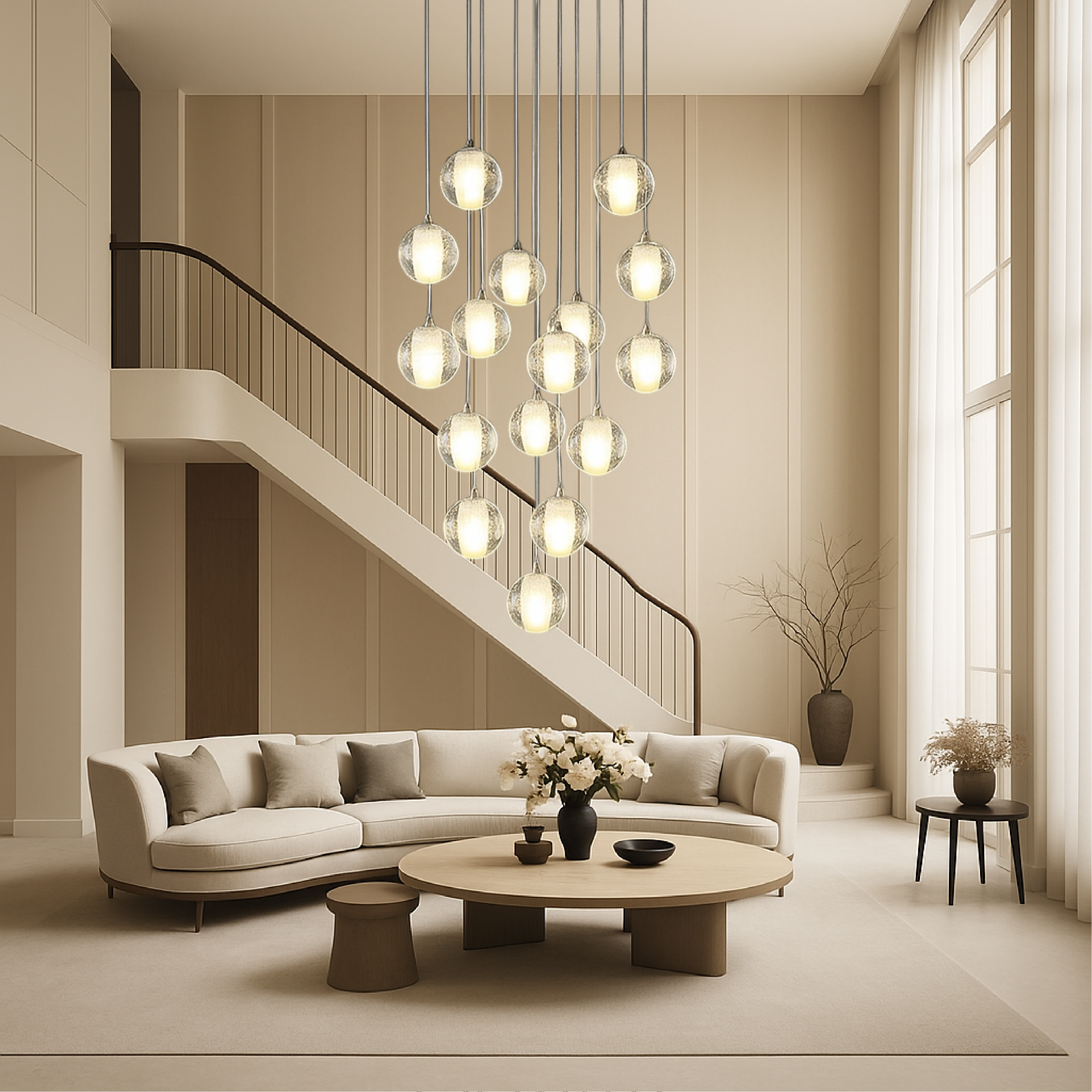 Freyza - CrystalSphere | Eleganter moderner Kristall-Kronleuchter