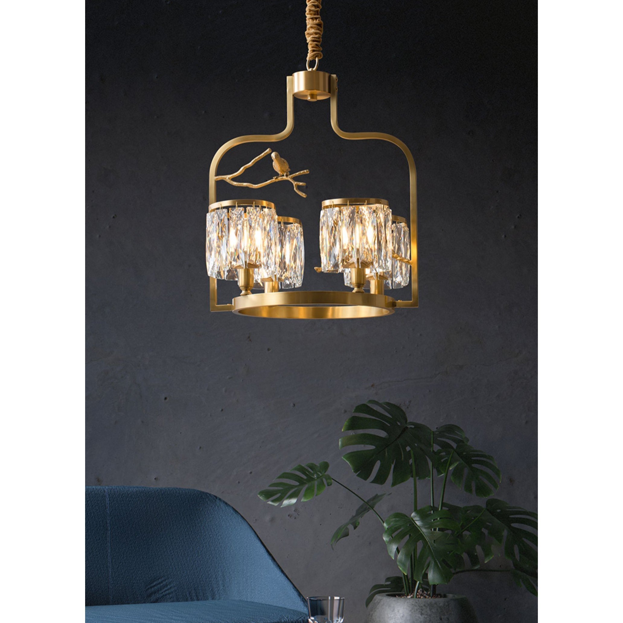 Freyza | Zephyr Bird Brass Brass Crystal Chandelier – Dining Room Living Room