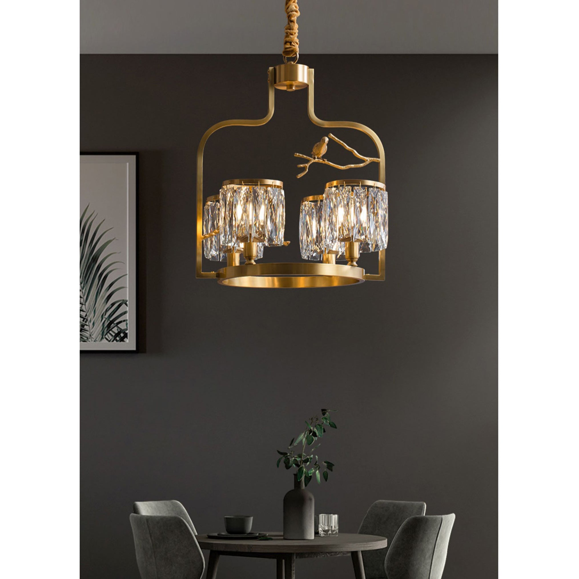 Freyza | Zephyr Bird Brass Brass Crystal Chandelier – Dining Room Living Room