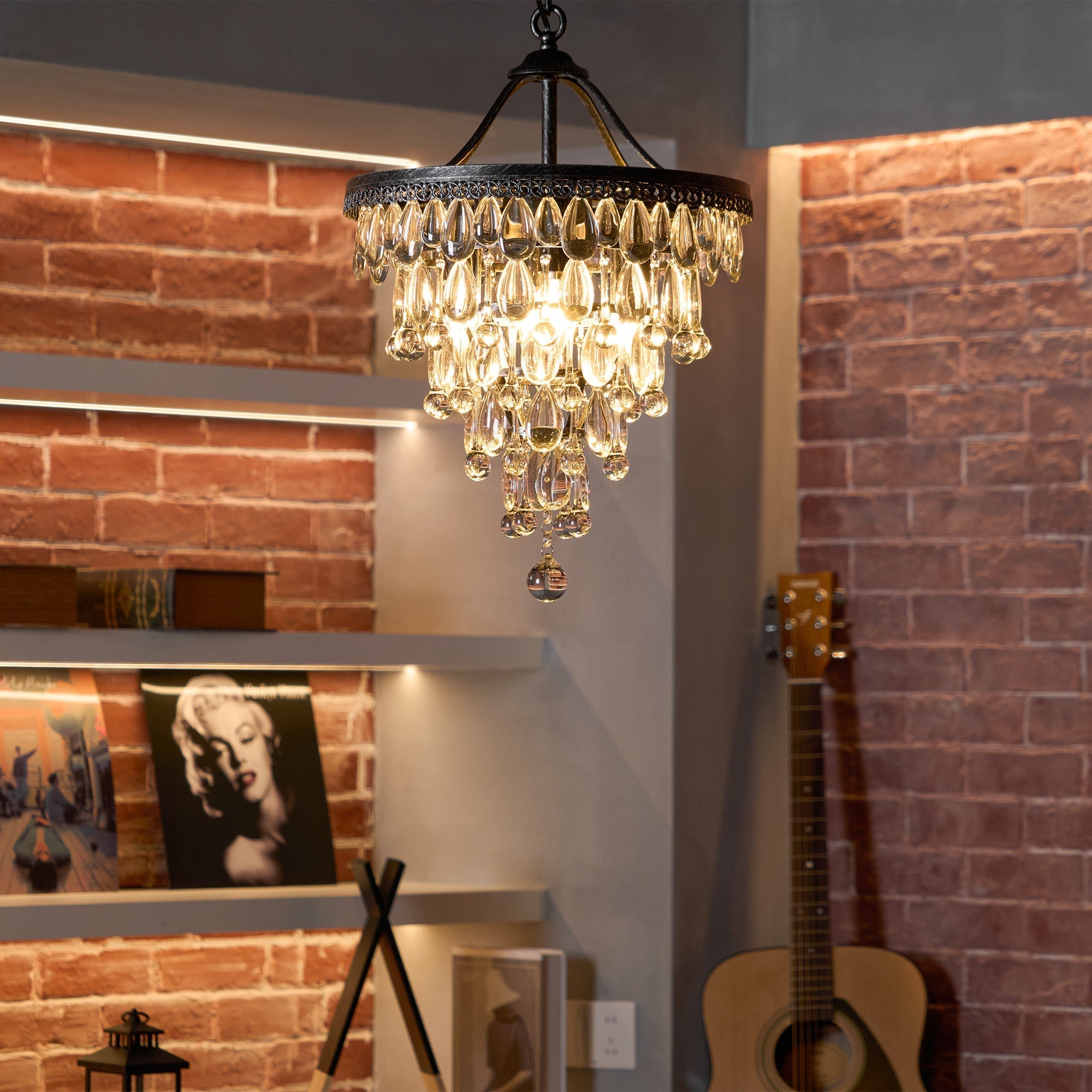 Freyza | Blink Unique Inverted Crystal Chandelier – Dining Room Living Room