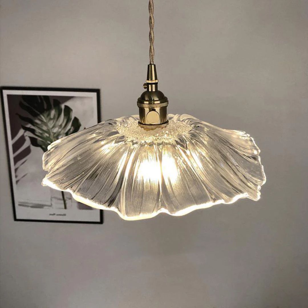 Cullivan Collection | Glass Pendant Light with Adjustable Height | Elegant Flower Design for Stylish Kitchen Illumination 10