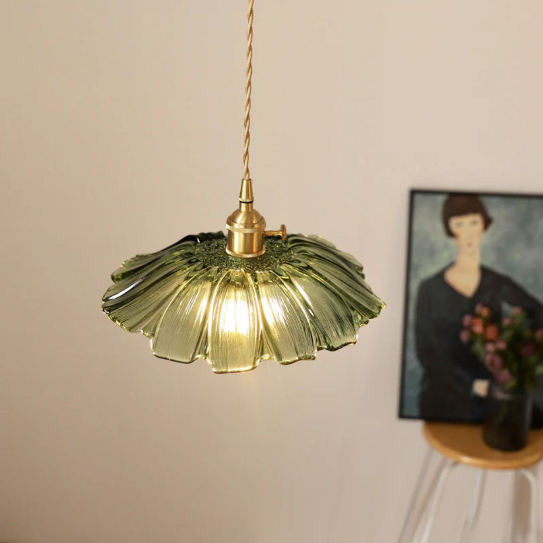 Cullivan Collection | Glass Pendant Light with Adjustable Height | Elegant Flower Design for Stylish Kitchen Illumination 11