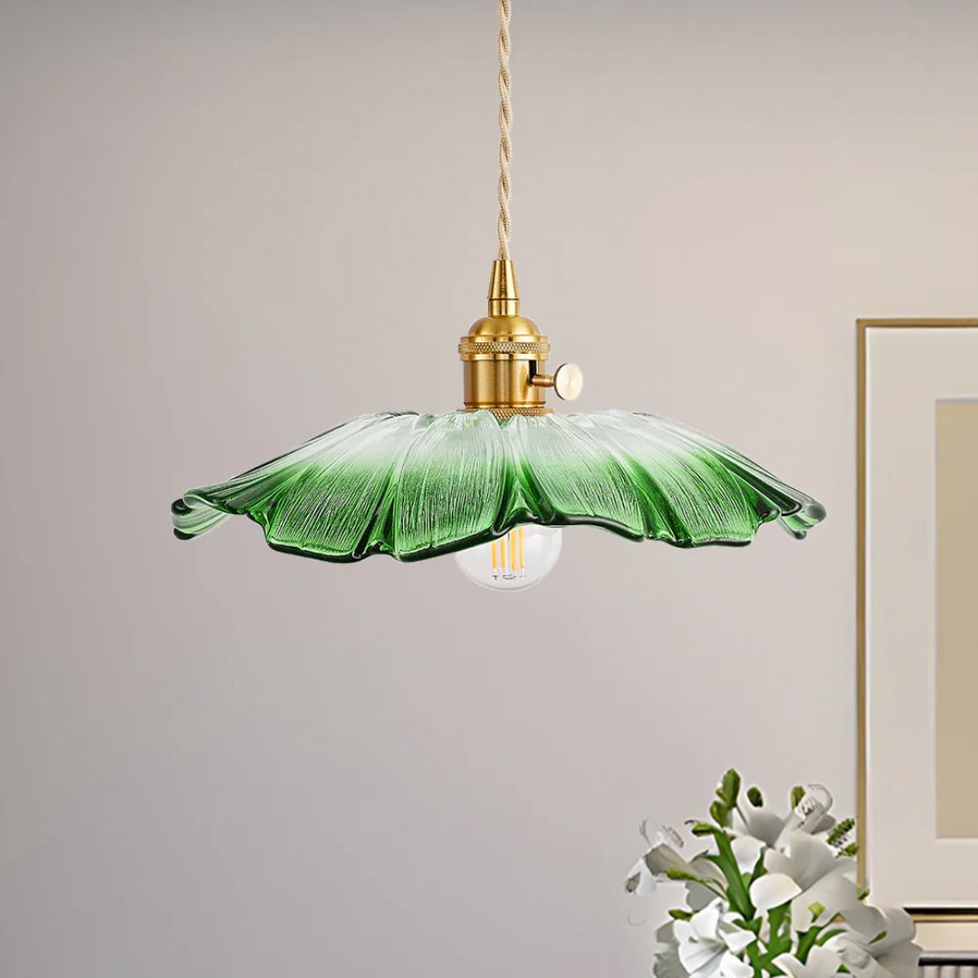 Cullivan Collection | Glass Pendant Light with Adjustable Height | Elegant Flower Design for Stylish Kitchen Illumination 12