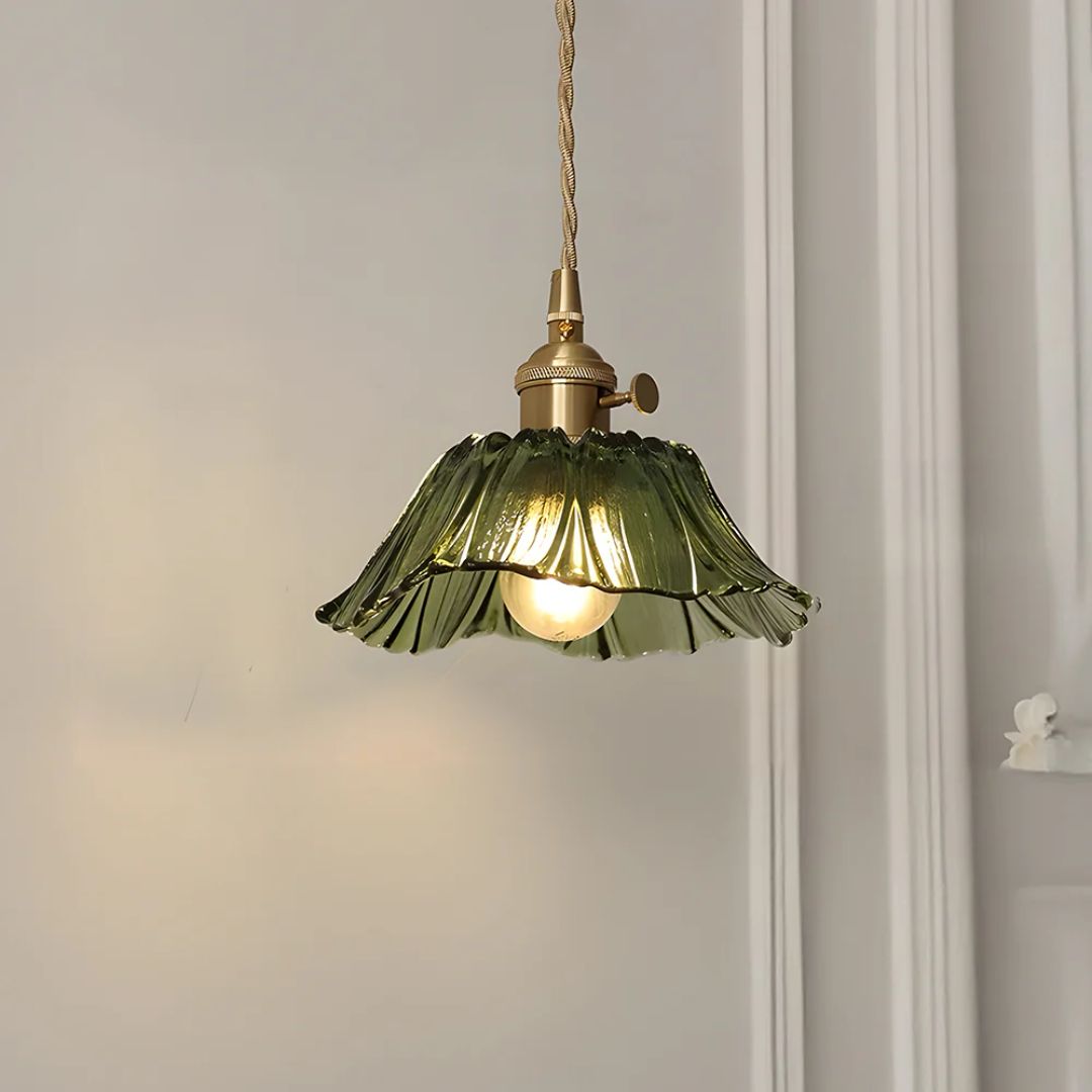 Cullivan Collection | Glass Pendant Light with Adjustable Height | Elegant Flower Design for Stylish Kitchen Illumination 13