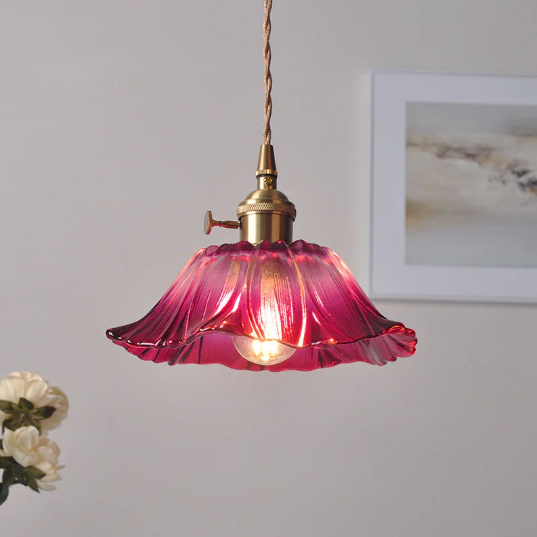 Cullivan Collection | Glass Pendant Light with Adjustable Height | Elegant Flower Design for Stylish Kitchen Illumination 14