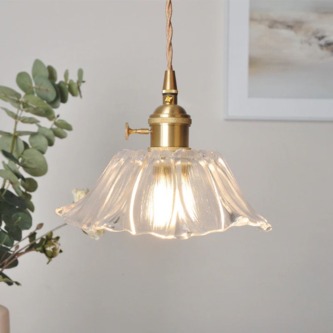 Cullivan Collection | Glass Pendant Light with Adjustable Height | Elegant Flower Design for Stylish Kitchen Illumination 15