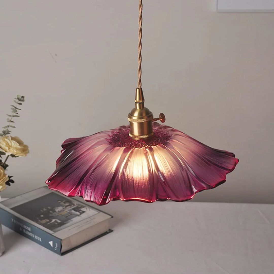 Cullivan Collection | Glass Pendant Light with Adjustable Height | Elegant Flower Design for Stylish Kitchen Illumination 5