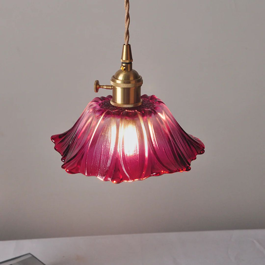 Cullivan Collection | Glass Pendant Light with Adjustable Height | Elegant Flower Design for Stylish Kitchen Illumination 7