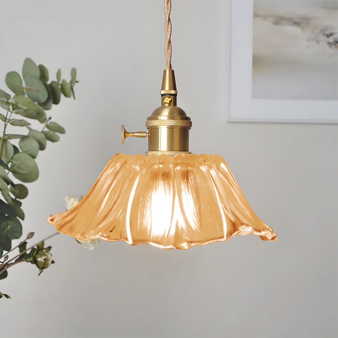 Cullivan Collection | Glass Pendant Light with Adjustable Height | Elegant Flower Design for Stylish Kitchen Illumination 9