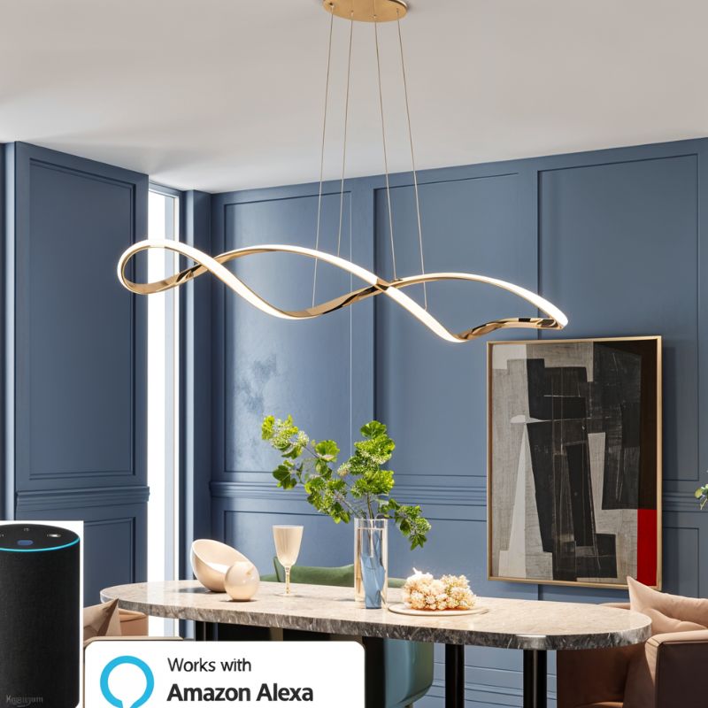 Freyza - Curlicue | Elegant Modern Gold Chandelier Light with Twisted Design
