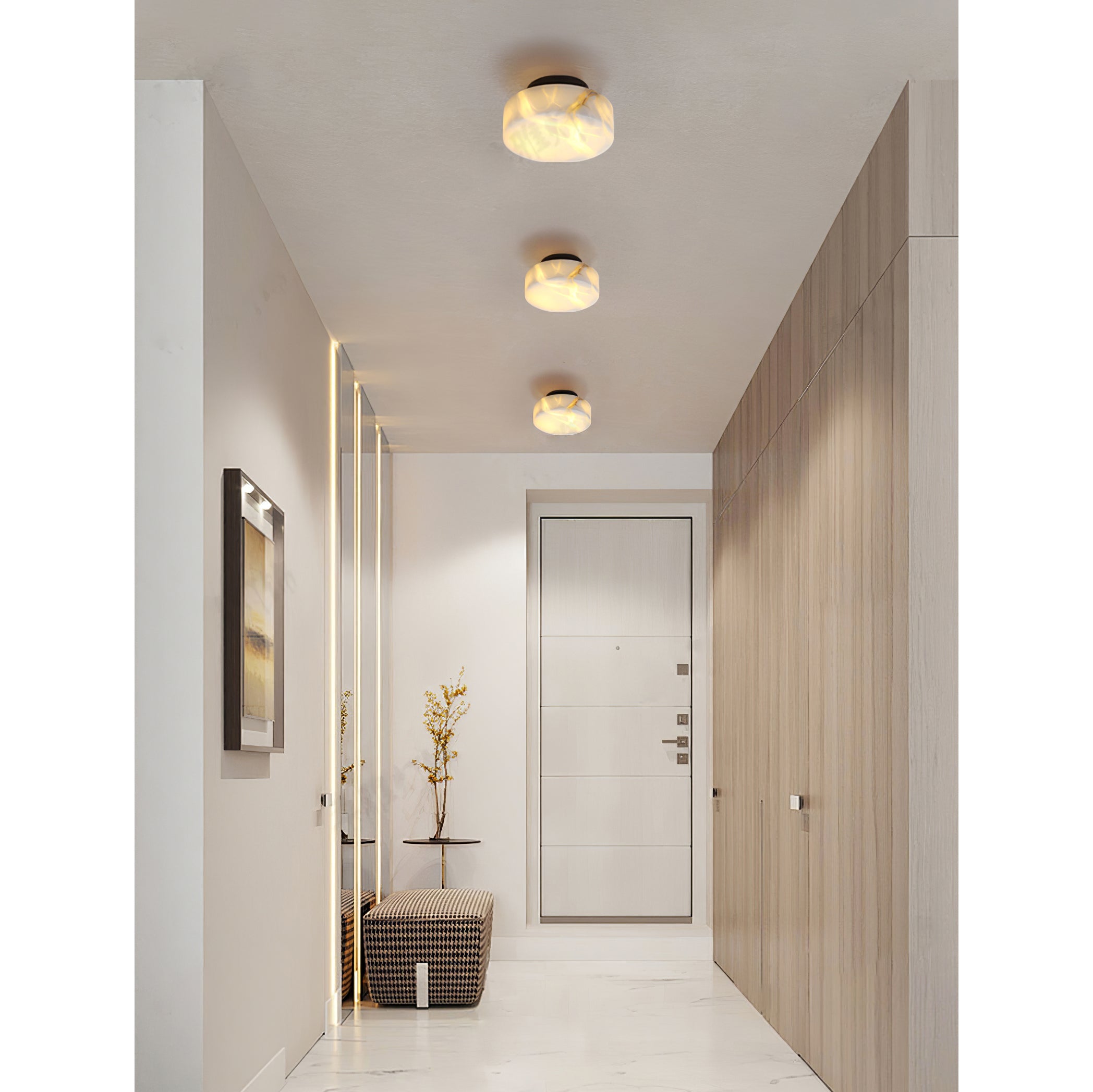 Freyza | Glim Brass Alabaster Brass Wall Light – Bedroom Hallway