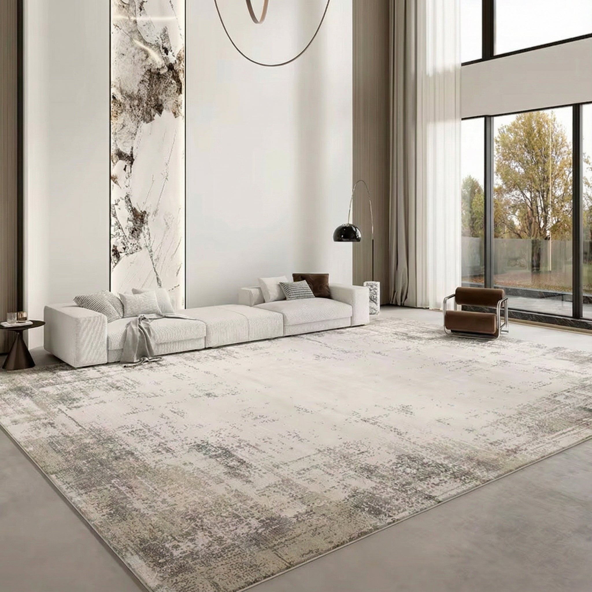 Freyza - Washable Modern Abstract Area Rug – Soft Stone Mist