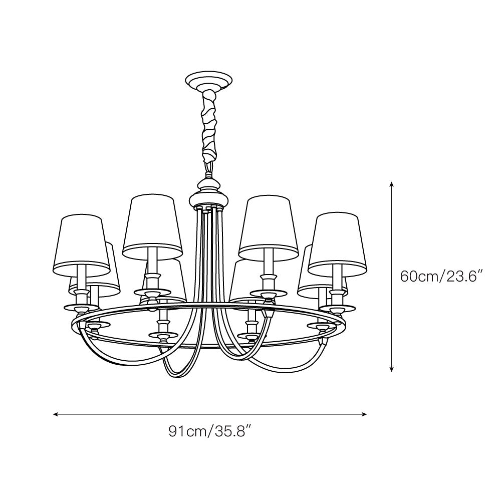 Freyza | Plume Vintage Elegance Brass Fabric Chandelier – Vintage Dining Room Living Room