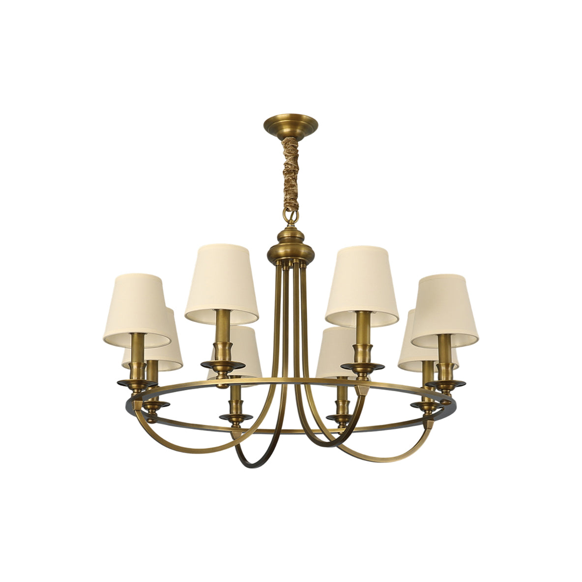 Freyza | Plume Vintage Elegance Brass Fabric Chandelier – Vintage Dining Room Living Room