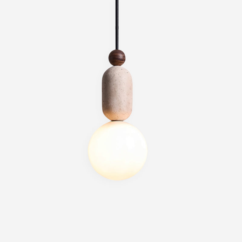 Freyza | Suspension en verre Gavon couleur travertin – Cuisine et salle à manger