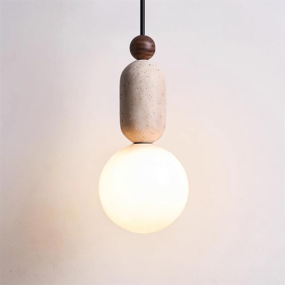 Freyza | Suspension en verre Gavon couleur travertin – Cuisine et salle à manger