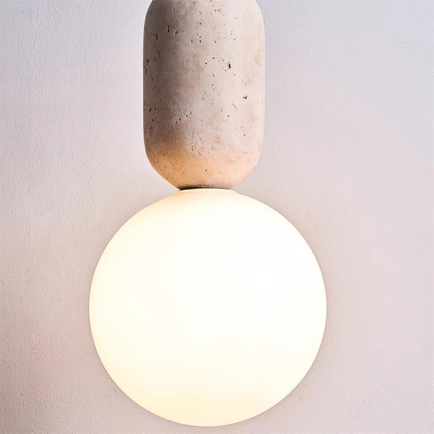 Freyza | Suspension en verre Gavon couleur travertin – Cuisine et salle à manger