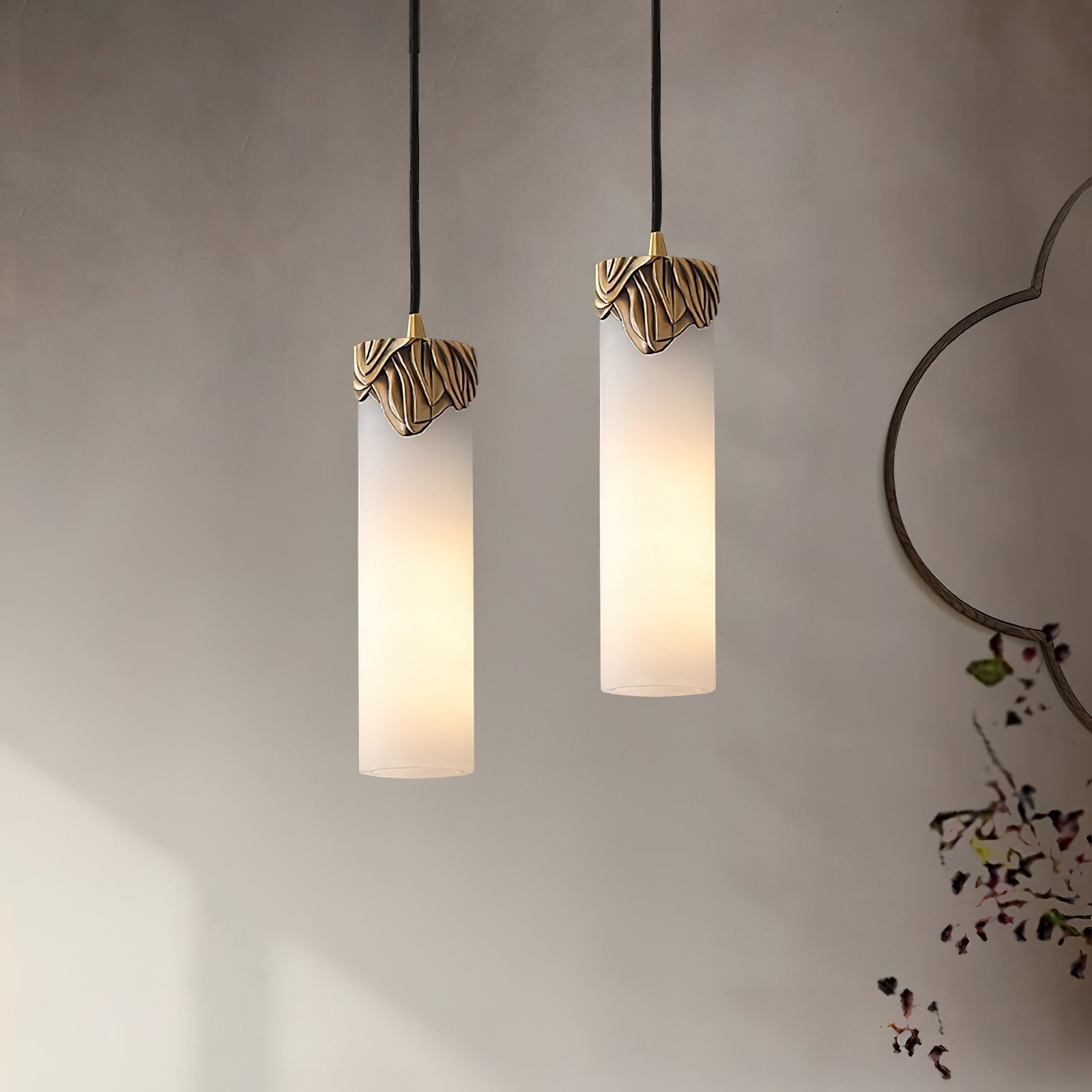 Freyza | Suspension Quiver en laiton et albâtre – Cuisine, salle à manger