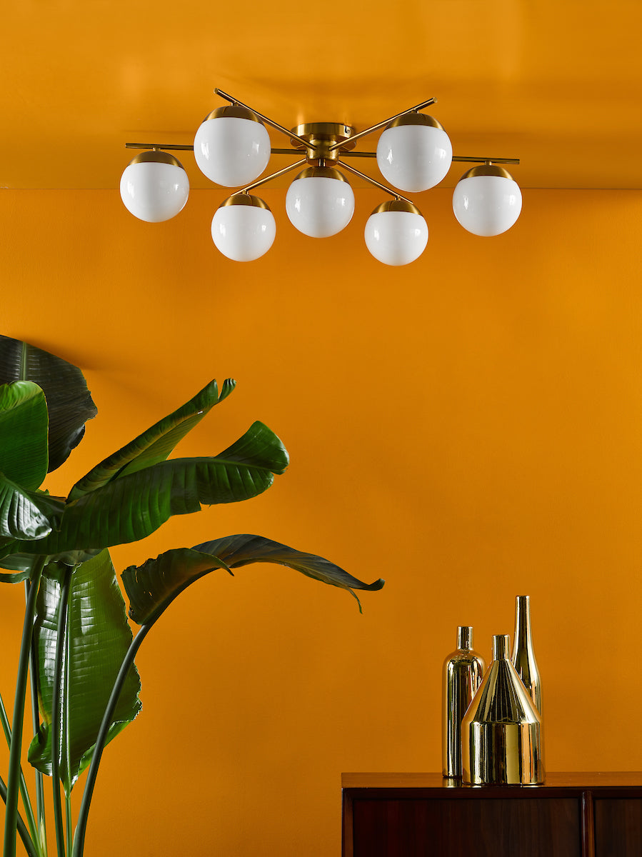 OpalSphere | Elegant Mid-Century 7-Light Semi-Flush Ceiling Fixture 3