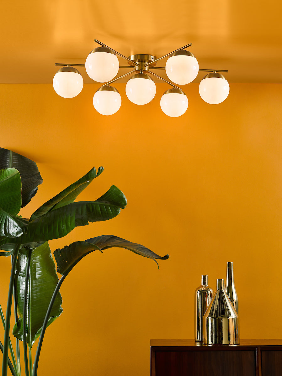 OpalSphere | Elegant Mid-Century 7-Light Semi-Flush Ceiling Fixture 2