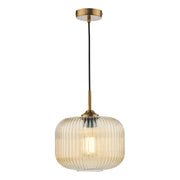 AmberGlow | Elegant Warm Brass and Amber Glass Pendant Light 1