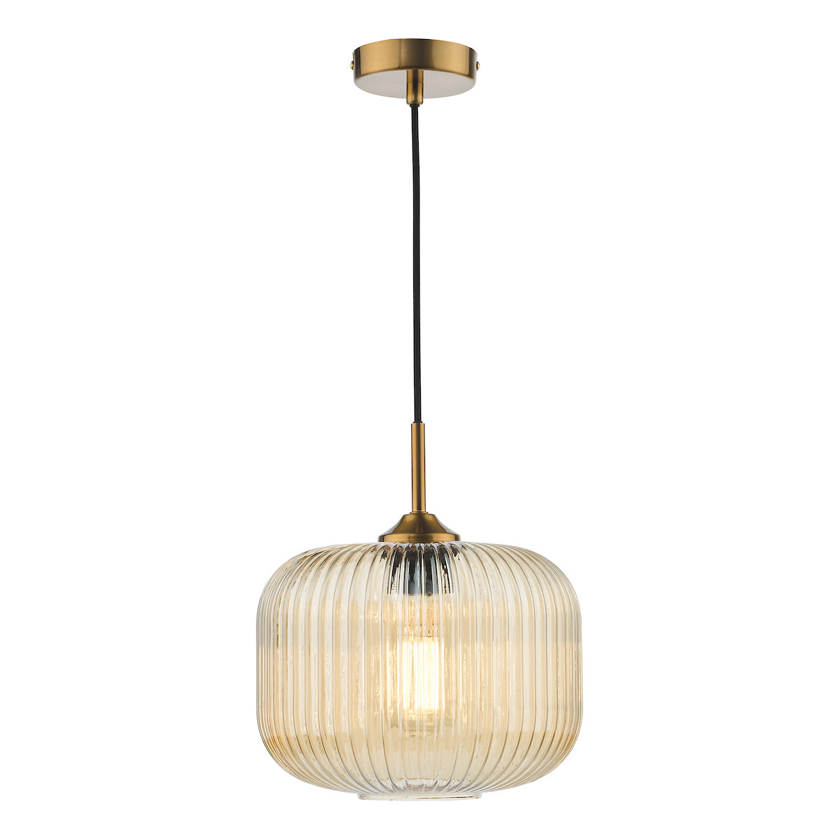 AmberGlow | Elegant Warm Brass and Amber Glass Pendant Light 1