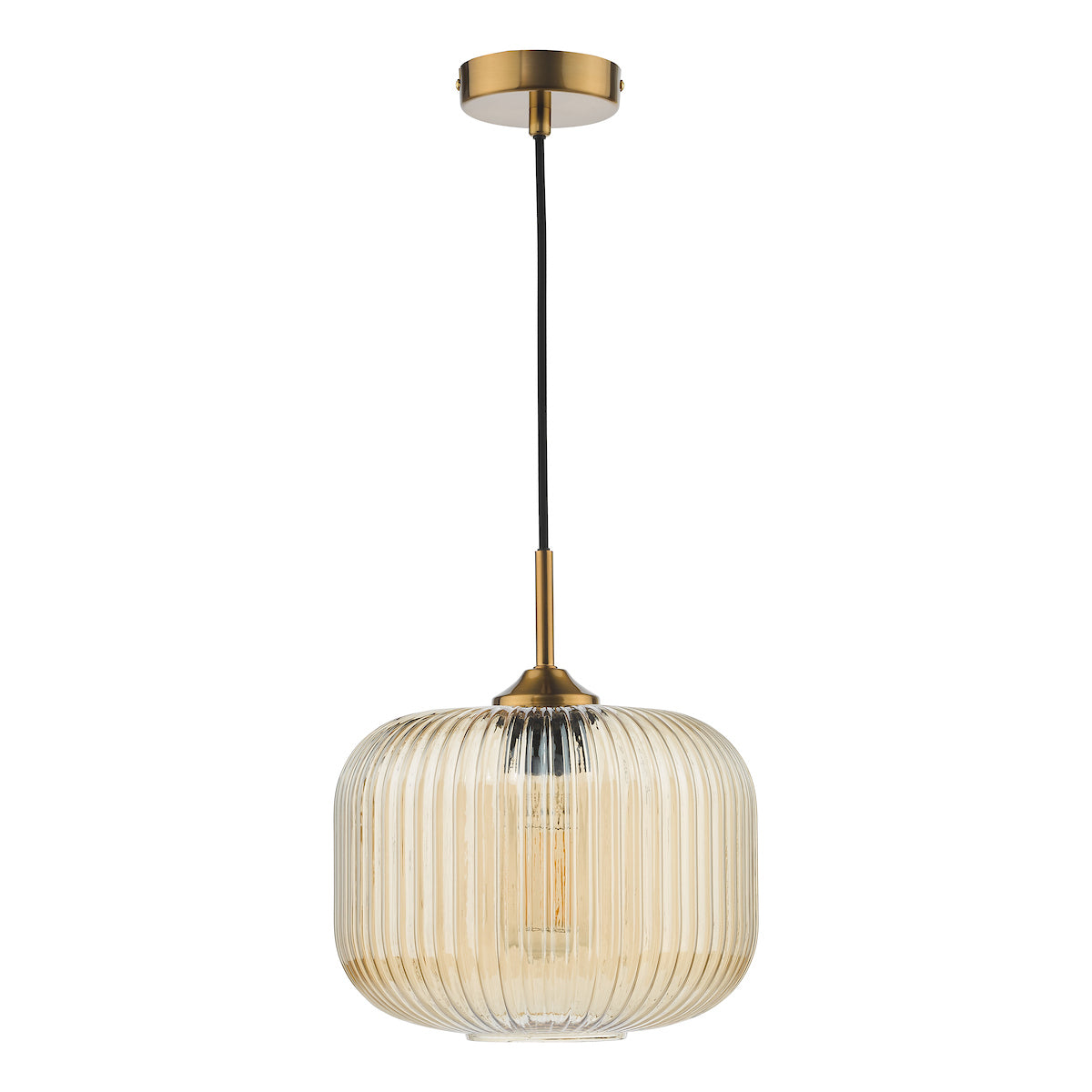 AmberGlow | Elegant Warm Brass and Amber Glass Pendant Light 4
