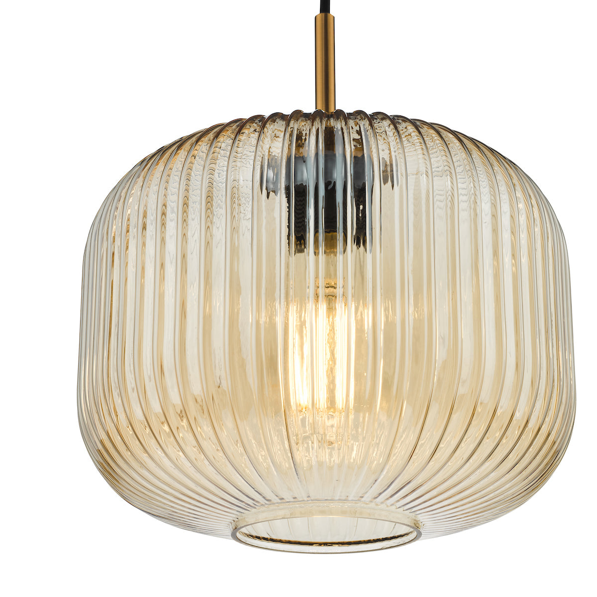 AmberGlow | Elegant Warm Brass and Amber Glass Pendant Light 6