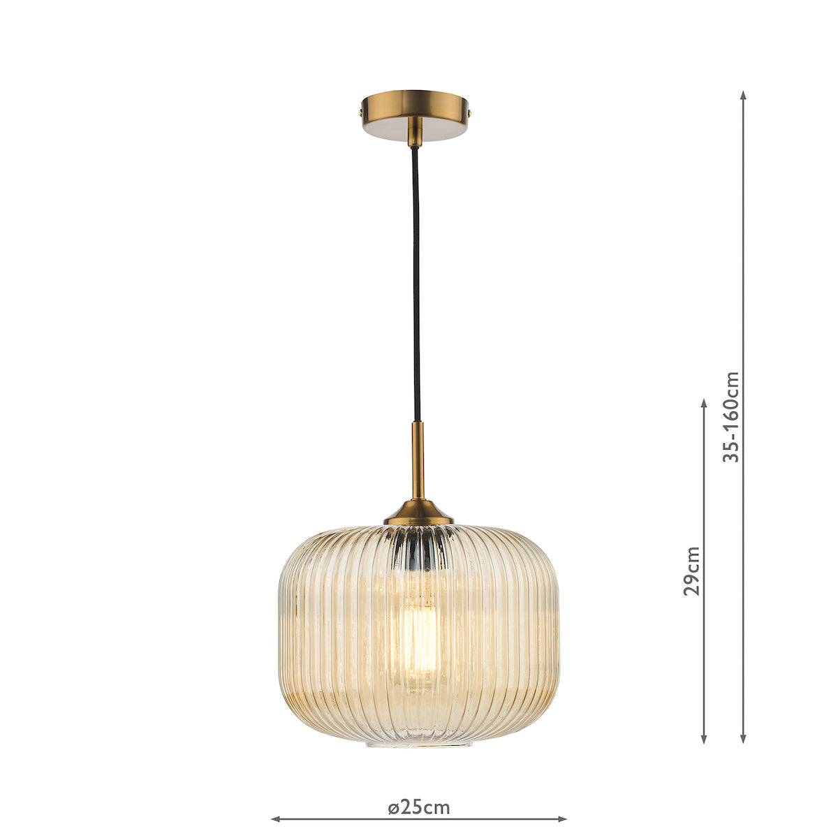 AmberGlow | Elegant Warm Brass and Amber Glass Pendant Light 7