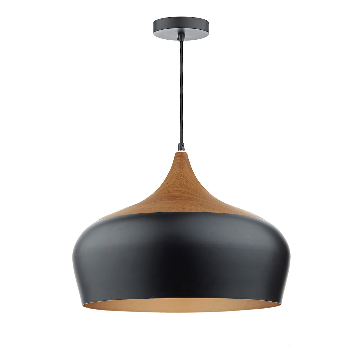 Freyza - Dar Gaucho Large Pendant Matt Black & Wood