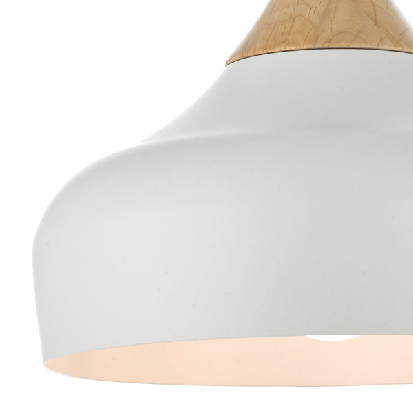Freyza – Suspension blanche avec accent en bois et hauteur réglable | Éclairage moderne pour cuisine, ambiance chaleureuse