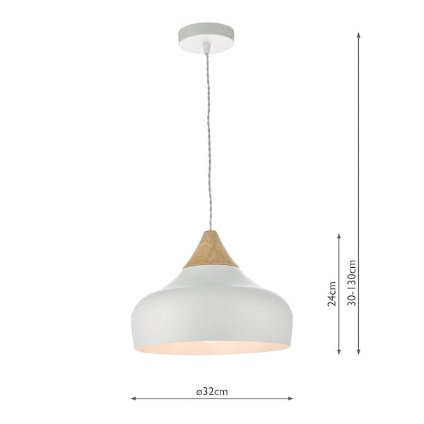 Freyza – Suspension blanche avec accent en bois et hauteur réglable | Éclairage moderne pour cuisine, ambiance chaleureuse