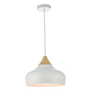 Freyza – Suspension blanche avec accent en bois et hauteur réglable | Éclairage moderne pour cuisine, ambiance chaleureuse