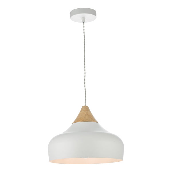 Freyza – Suspension blanche avec accent en bois et hauteur réglable | Éclairage moderne pour cuisine, ambiance chaleureuse