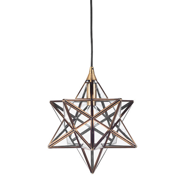 Freyza - Dar Ilario Small Star Pendant Antique Brass & Glass