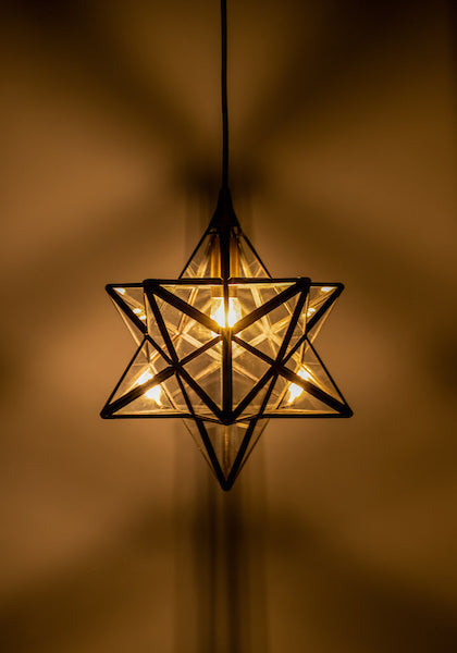 Freyza - Dar Ilario Small Star Pendant Antique Brass & Glass