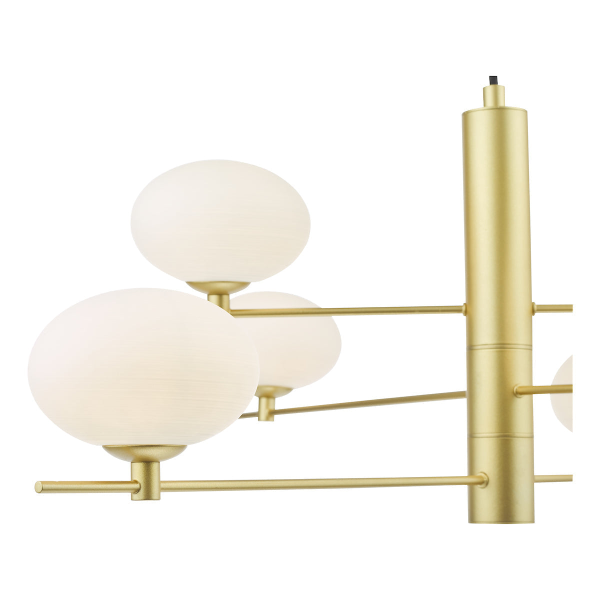 Freyza – Suspension Dar Jasper à 6 lumières, or satiné et verre opale