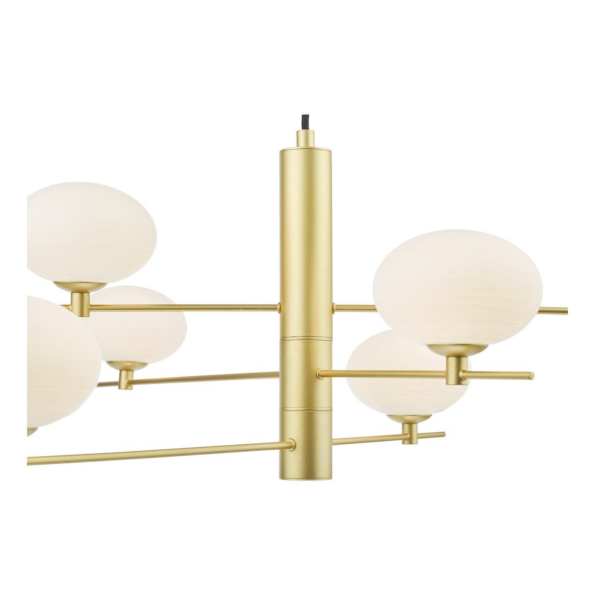 Freyza – Suspension Dar Jasper à 6 lumières, or satiné et verre opale