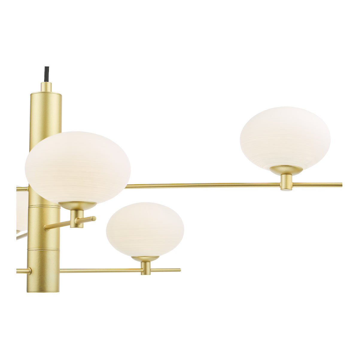 Freyza – Suspension Dar Jasper à 6 lumières, or satiné et verre opale