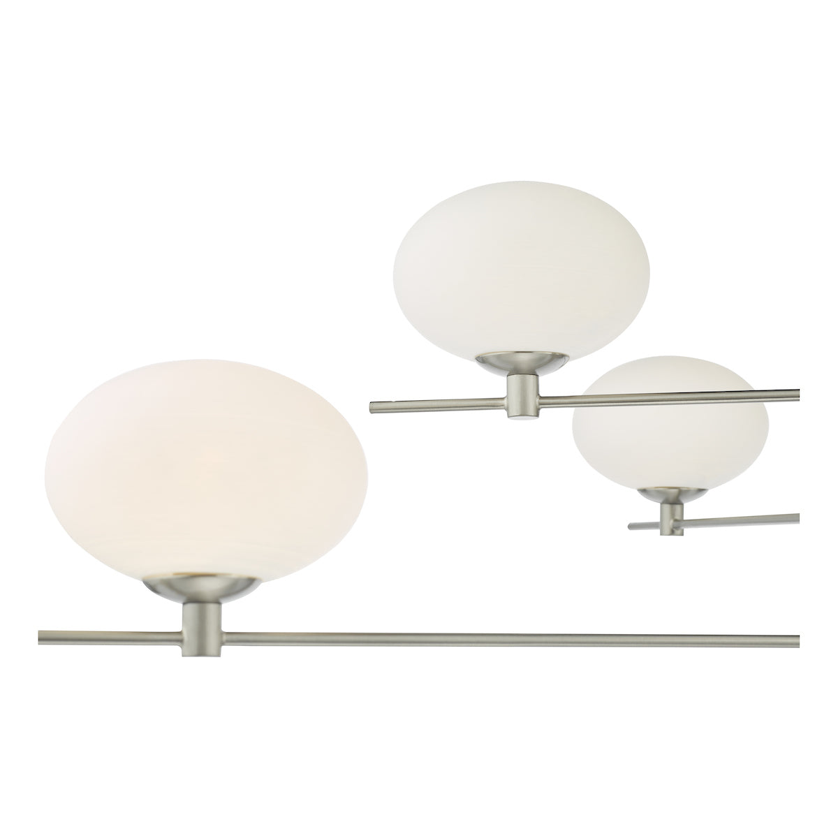 Freyza – Dar Jasper 6-flammige Pendelleuchte, Satin-Nickel und Opalglas