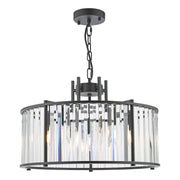 Freyza - Suspension 5 lumières Dar Kiran en noir satiné et verre