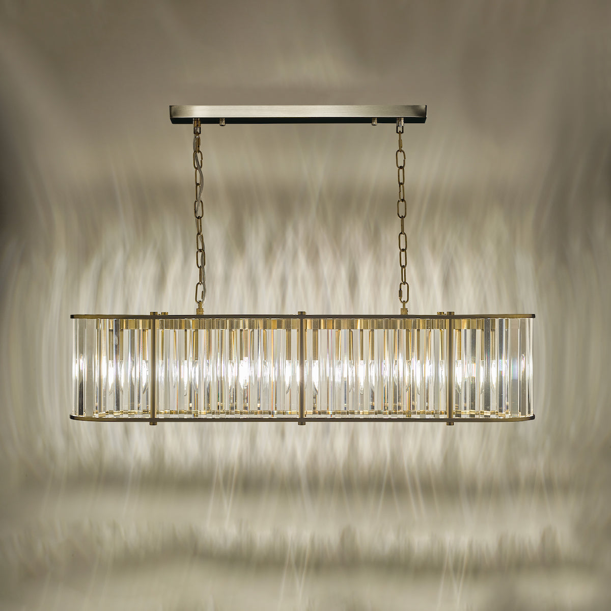 Freyza - Dar Kiran 7 Light Bar Pendant Natural Brass and Glass
